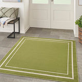 Nourison Essentials 60' x Square Contemporary Indoor/Outdoor Rug in Green Ivory