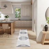 Nourison Astra Machine Washable Geometric Ivory Blue 2'2' x 12' Area -Rug, Easy -Cleaning, Non Shedding, Bed Room, Living Room, Dining Room, Kitchen (2x12)