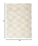 Nourison Luxurious Shag Modern & Contemporary Ivory 4' x 6' Area Rug, Easy Clean, Non Shedding, Bed Room, Living Room, Dining Room, Kitchen (4x6)