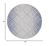 Nourison Whimsicle Tribal Ivory Blue 8' x Round Area Rug, Easy Cleaning, Non Shedding, Bed Room, Living Room, Dining Room, Kitchen (8 Round)