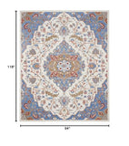Nourison Elation Floral Ivory Blue 7'10" x 9'10" Area Rug, Easy-Cleaning, Non Shedding, Bed Room, Living Room, Dining Room, Kitchen (8x10)