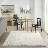 Nourison Luxurious Shag Modern & Contemporary Ivory 4' x 6' Area Rug, Easy Clean, Non Shedding, Bed Room, Living Room, Dining Room, Kitchen (4x6)