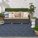 Nourison Versatile Indoor/Outdoor Navy Blue 7' x 10' Area Rug, Easy Cleaning, Non Shedding, Bed Room, Living Room, Dining Room, Deck, Backyard, Patio, High Traffic Area (7x10)