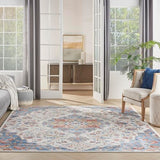 Nourison Elation Floral Ivory Blue 7'10" x 9'10" Area Rug, Easy-Cleaning, Non Shedding, Bed Room, Living Room, Dining Room, Kitchen (8x10)