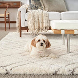 Nourison Luxurious Shag Modern & Contemporary Ivory 4' x 6' Area Rug, Easy Clean, Non Shedding, Bed Room, Living Room, Dining Room, Kitchen (4x6)