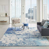 Nourison Tranquil Floral Navy/Pink 8' x 10' Area -Rug, Easy -Cleaning, Non Shedding, Bed Room, Living Room, Dining Room, Kitchen (8x10)