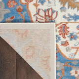 Nourison Elation Floral Ivory Blue 7'10" x 9'10" Area Rug, Easy-Cleaning, Non Shedding, Bed Room, Living Room, Dining Room, Kitchen (8x10)