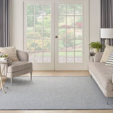 Nourison Courtyard Indoor/Outdoor Ivory Blue 8' x Square Area Rug, Easy Cleaning, Non Shedding, Bed Room, Living Room, Dining Room, Backyard, Deck, Patio (8 Square)