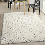 Nourison Luxurious Shag Modern & Contemporary Ivory 4' x 6' Area Rug, Easy Clean, Non Shedding, Bed Room, Living Room, Dining Room, Kitchen (4x6)