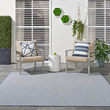 Nourison Courtyard Indoor/Outdoor Ivory Blue 8' x Square Area Rug, Easy Cleaning, Non Shedding, Bed Room, Living Room, Dining Room, Backyard, Deck, Patio (8 Square)