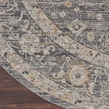 Nourison Nyle Traditional Slate Multicolor 7'10" x Round Area -rug, Easy -cleaning, Non Shedding, Bed Room, Living Room, Dining Room, Kitchen (8 Round)