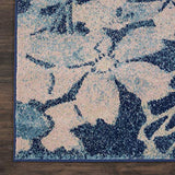 Nourison Tranquil Floral Navy/Pink 8' x 10' Area -Rug, Easy -Cleaning, Non Shedding, Bed Room, Living Room, Dining Room, Kitchen (8x10)