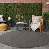 Nourison Positano 8' x Round Charcoal Fabric Modern Area Rug (8' Round)