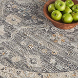 Nourison Nyle Traditional Slate Multicolor 7'10" x Round Area -rug, Easy -cleaning, Non Shedding, Bed Room, Living Room, Dining Room, Kitchen (8 Round)