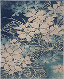 Nourison Tranquil Floral Navy/Pink 8' x 10' Area -Rug, Easy -Cleaning, Non Shedding, Bed Room, Living Room, Dining Room, Kitchen (8x10)