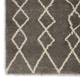 Nourison Geometric Shag Moroccan Silver 5'3" x 7'3" Area -Rug, Easy -Cleaning, Non Shedding, Bed Room, Living Room, Dining Room, Kitchen (5x7)