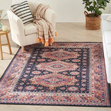 Nourison Vintage Home Bohemian Navy 6' x 9' Area -Rug, Easy -Cleaning, Non Shedding, Bed Room, Living Room, Dining Room, Backyard, Deck, Patio (6x9)
