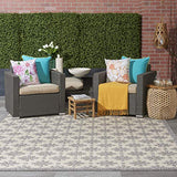 Nourison Palamos Indoor-Outdoor Cream 7'10" x 9'10" Area Rug, Easy Cleaning, Non Shedding, Bed Room, Living Room, Dining Room, Backyard, Deck, Patio (8x10)