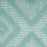 Nourison Versatile Indoor/Outdoor Aqua/Teal 8' x 10' Area-Rug, Easy-Cleaning, Non Shedding, Bed Room, Living Room, Dining Room, Deck, Backyard, Patio, High Traffic Area (8x10)