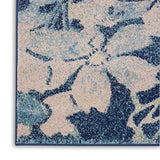 Nourison Tranquil Floral Navy/Pink 8' x 10' Area -Rug, Easy -Cleaning, Non Shedding, Bed Room, Living Room, Dining Room, Kitchen (8x10)