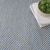 Nourison Courtyard Indoor/Outdoor Ivory Blue 8' x Square Area Rug, Easy Cleaning, Non Shedding, Bed Room, Living Room, Dining Room, Backyard, Deck, Patio (8 Square)