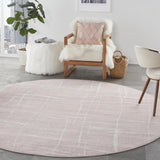 Nourison Whimsicle Pink Ivory 8' x Round Area Rug, Contemporary, Artistic, Easy Cleaning, Non Shedding, Bed Room, Living Room, Dining Room, Kitchen, (8' Round)
