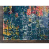 Nourison Celestial Blue/Yellow 7'10" x 10'6" Area Rug, Contemporary, Abstract, Easy Cleaning, Non Shedding, Bed Room, Living Room, Dining Room, Kitchen, (8' x 11')