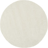 Nourison Malibu Shag Solid Ivory 4' x ROUND Area Rug, Easy -Cleaning, Non Shedding, Bed Room, Living Room, Dining Room, Kitchen (4 Round)