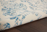 Nourison Jubilant Damask Ivory/Blue 6' x 9' Area -Rug, Easy -Cleaning, Non Shedding, Bed Room, Living Room, Dining Room, Kitchen (6x9)