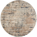 Nourison Concerto Beige/Grey 7'10" x roundArea Rug, Abstract, Distressed, Easy Cleaning, Non Shedding, Bed Room, Living Room, Dining Room, Kitchen, (8' Round)