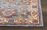Nourison Reseda Traditional Sky 2'3'' x 7'6'' Area-Rug, Easy-Cleaning, Non Shedding, Bed Room, Living Room, Dining Room, Kitchen (2x8)
