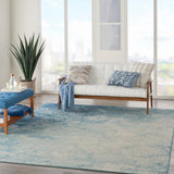 Nourison Passion Navy/Light Blue 6'7'' x 9'6'' Area-Rug, Modern, Abstract, Easy-Cleaning, Non Shedding, Bed Room, Living Room, Dining Room, Kitchen, (7' x 10')