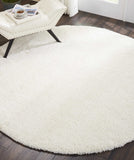 Nourison Malibu Shag Solid Ivory 4' x ROUND Area Rug, Easy -Cleaning, Non Shedding, Bed Room, Living Room, Dining Room, Kitchen (4 Round)