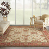 Nourison Living Treasures Persian Ivory/Red 8'3" x 11'3" Area-Rug, Easy-Cleaning, Non Shedding, Bed Room, Living Room, Dining Room, Kitchen (8x11)