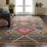 Nourison Moroccan Casbah Bohemian Grey 7'10" x 10'6" Area -Rug, Easy -Cleaning, Non Shedding, Bed Room, Living Room, Dining Room, Kitchen (8x11)