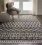 Nourison Marrakesh Shag Moroccan Charcoal 7'10" x 10'6" Area -Rug, Easy -Cleaning, Non Shedding, Bed Room, Living Room, Dining Room, Kitchen (8x11)