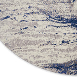 Nourison Twilight Beach Ivory Blue 8' x ROUND Area -Rug, Easy -Cleaning, Non Shedding, Bed Room, Living Room, Dining Room, Kitchen (8 Round)