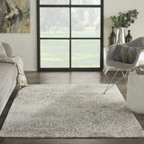 Nourison Damask Farmhouse Ivory 5' x 7' Area -Rug, Easy -Cleaning, Non Shedding, Bed Room, Living Room, Dining Room, Kitchen (5x7)