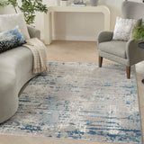 Nourison Concerto Distressed Ivory Grey Blue 7'10" x 9'10" Area_Rug, Easy-Cleaning, Non Shedding, Bed Room, Living Room, Dining Room, Kitchen (8x10)