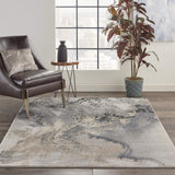 Nourison Maxell Modern Abstract Grey 6' x 9' Area Rug, (6' x 9')