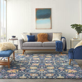 Nourison Passion Navy 6'7" x 9'6" Area Rug, Boho, Moroccan, Bed Room, Living Room, Dining Room, Kitchen, Easy Cleaning, Non Shedding, (7' x 10')