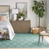 Nourison Versatile Indoor/Outdoor Aqua/Teal 8' x 10' Area-Rug, Easy-Cleaning, Non Shedding, Bed Room, Living Room, Dining Room, Deck, Backyard, Patio, High Traffic Area (8x10)