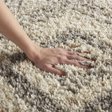 Nourison Scandinavian Shag Ivory/Grey 5'3" x 7'9" Area Rug, Easy Clean, Non Shedding, Bed Room, Living Room, Dining Room, Kitchen (5x8)