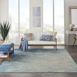 Nourison Passion Navy/Light Blue 6'7'' x 9'6'' Area-Rug, Modern, Abstract, Easy-Cleaning, Non Shedding, Bed Room, Living Room, Dining Room, Kitchen, (7' x 10')