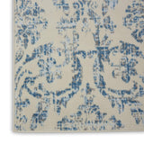 Nourison Jubilant Damask Ivory/Blue 8'6" x 12' Area Rug, Easy Clean, Non Shedding, Bedroom, Living Room, Dining Room, Kitchen