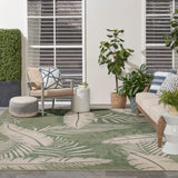 Nourison Garden Oasis Tropical Green Ivory 8' x 10' Area Rug, Easy Cleaning, Non Shedding, Bed Room, Living Room, Dining Room, Kitchen (8x10)
