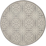 Nourison Jubilant Floral Ivory/Grey 8' x Round Area-Rug, Easy-Cleaning, Non Shedding, Bed Room, Living Room, Dining Room, Kitchen (8 Round)
