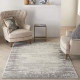 Nourison Cyrus Abstract Ivory/Grey 5'3" x 7'3" Area -Rug, Easy -Cleaning, Non Shedding, Bed Room, Living Room, Dining Room, Kitchen (5x7)
