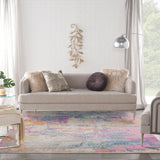 Nourison Passion Modern Ivory Multicolor 8' x Square Area -Rug, Easy -Cleaning, Non Shedding, Bed Room, Living Room, Dining Room, Kitchen (8 Square)