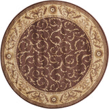 Nourison Somerset Floral Brown 5'6" x Round Area-Rug, Easy-Cleaning, Non Shedding, Bed Room, Living Room, Dining Room, Kitchen (6 Round)